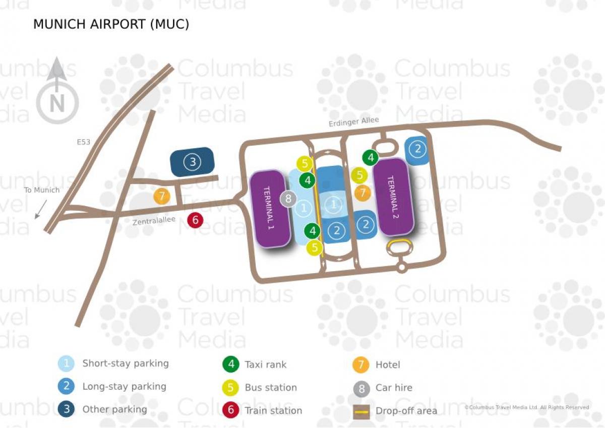 Карта залізничного вокзалу Мюнхена до аеропорту 