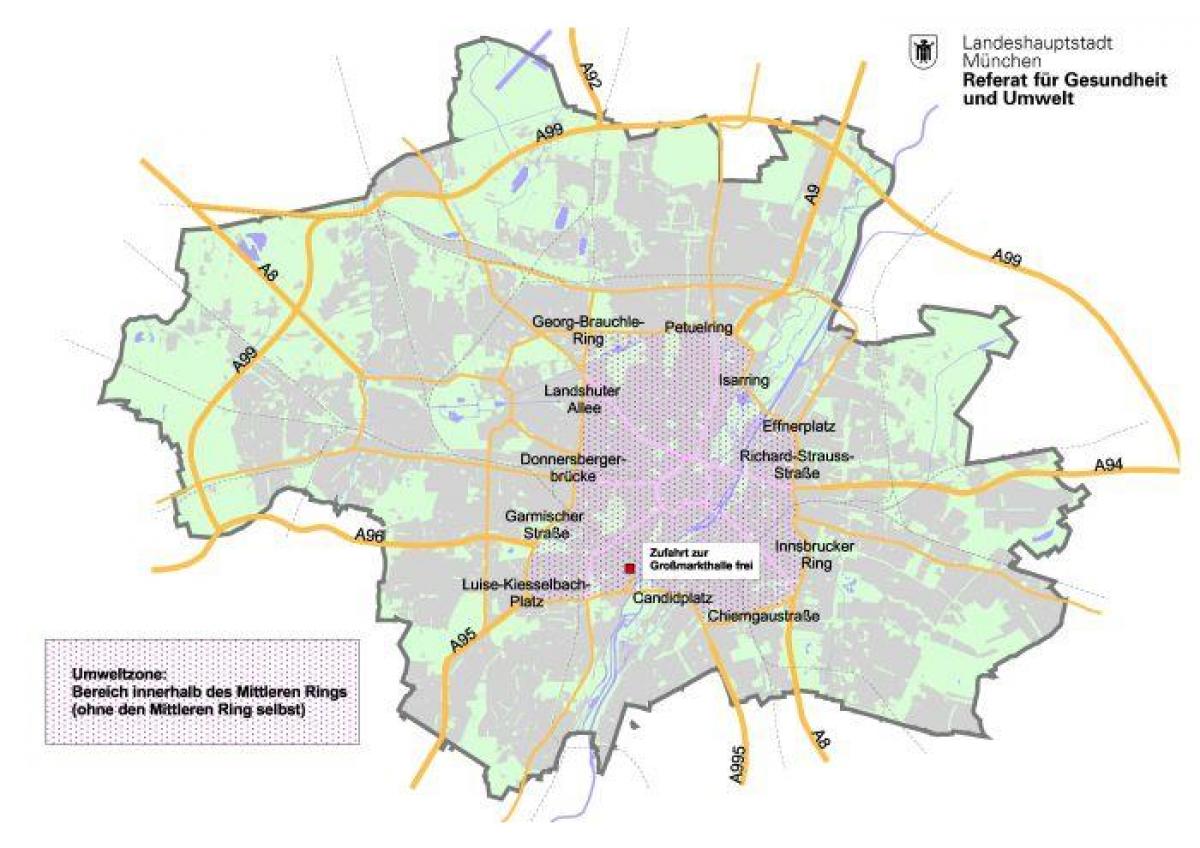 Карта Мюнхена зелена зона