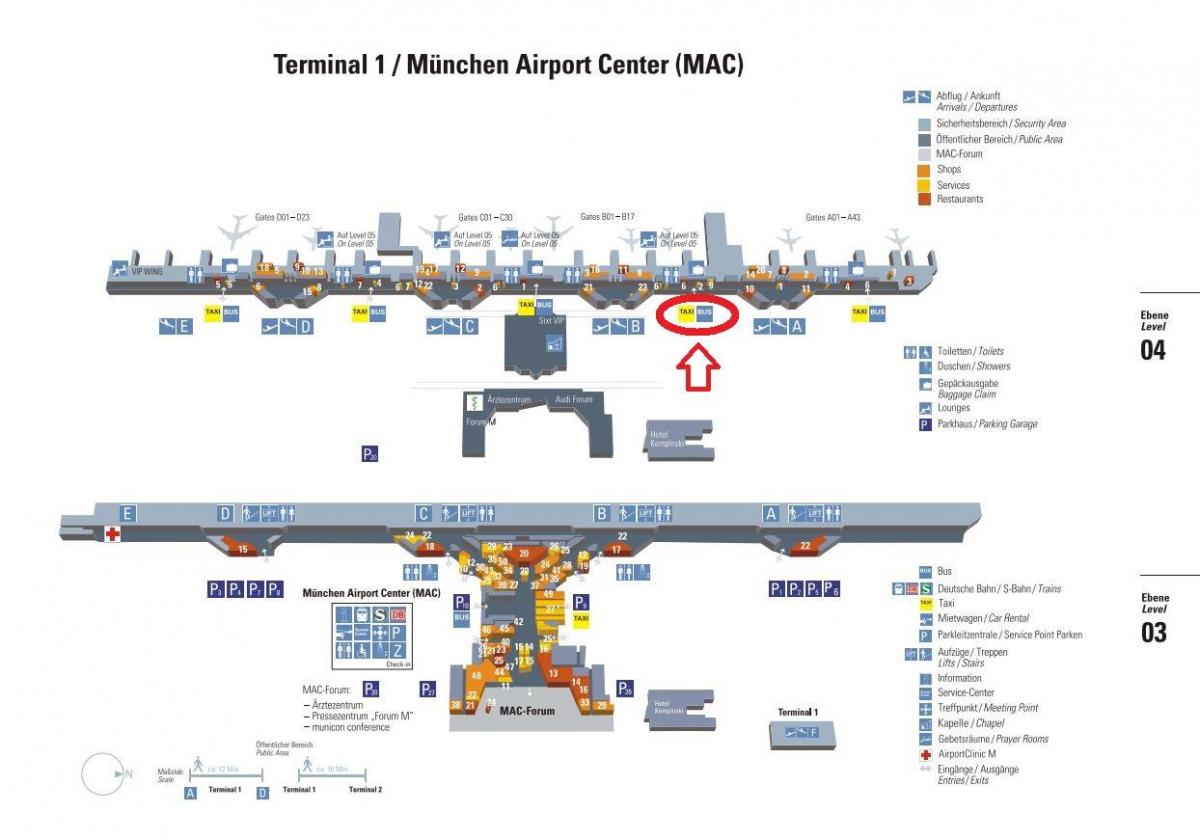 Карта Мюнхена Термінал аеропорту 1