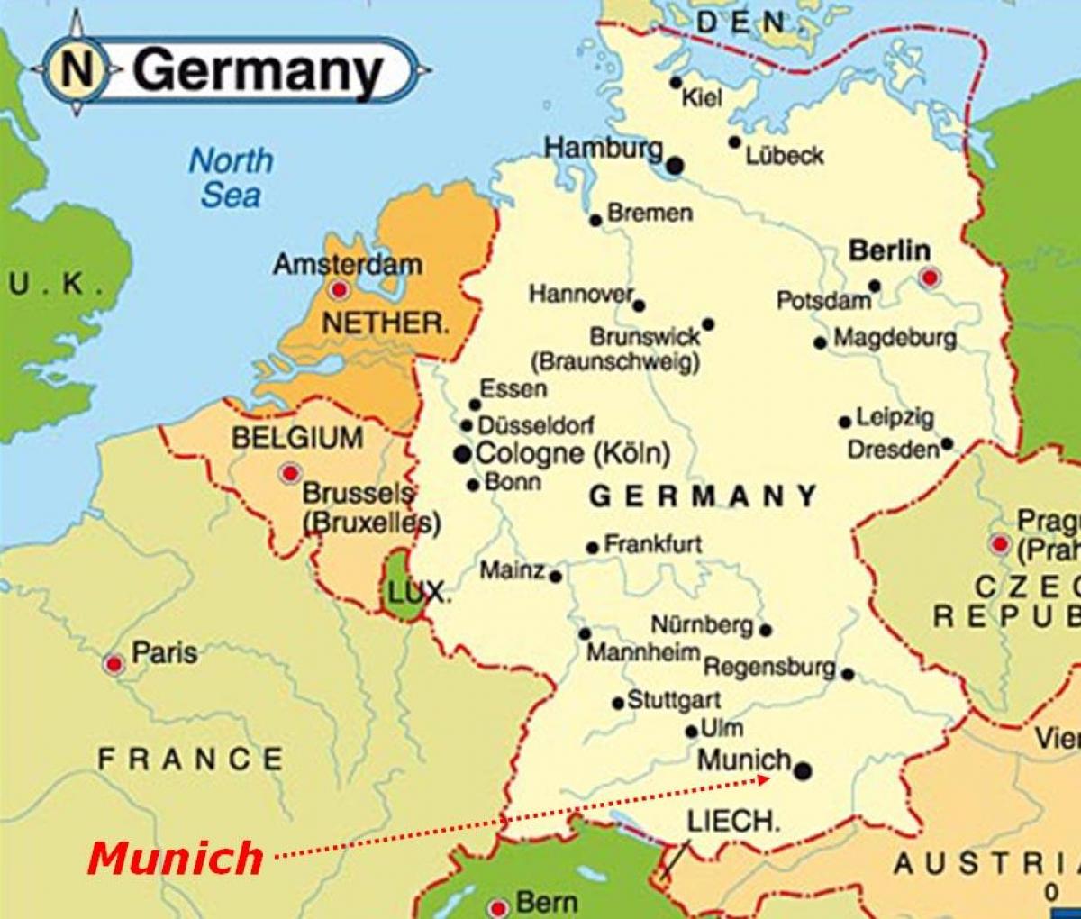 Карта Мюнхена Європи