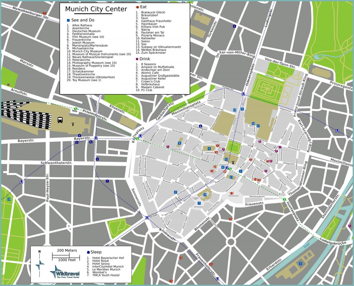 туристична карта Мюнхена пам'ятками