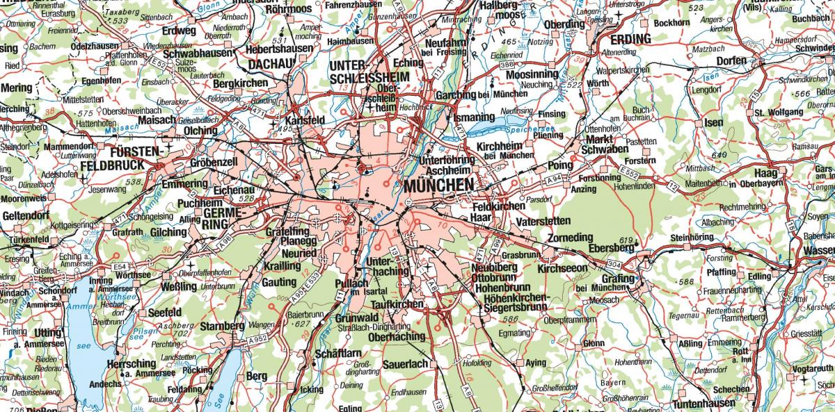 Карта Мюнхена та прилеглих міст