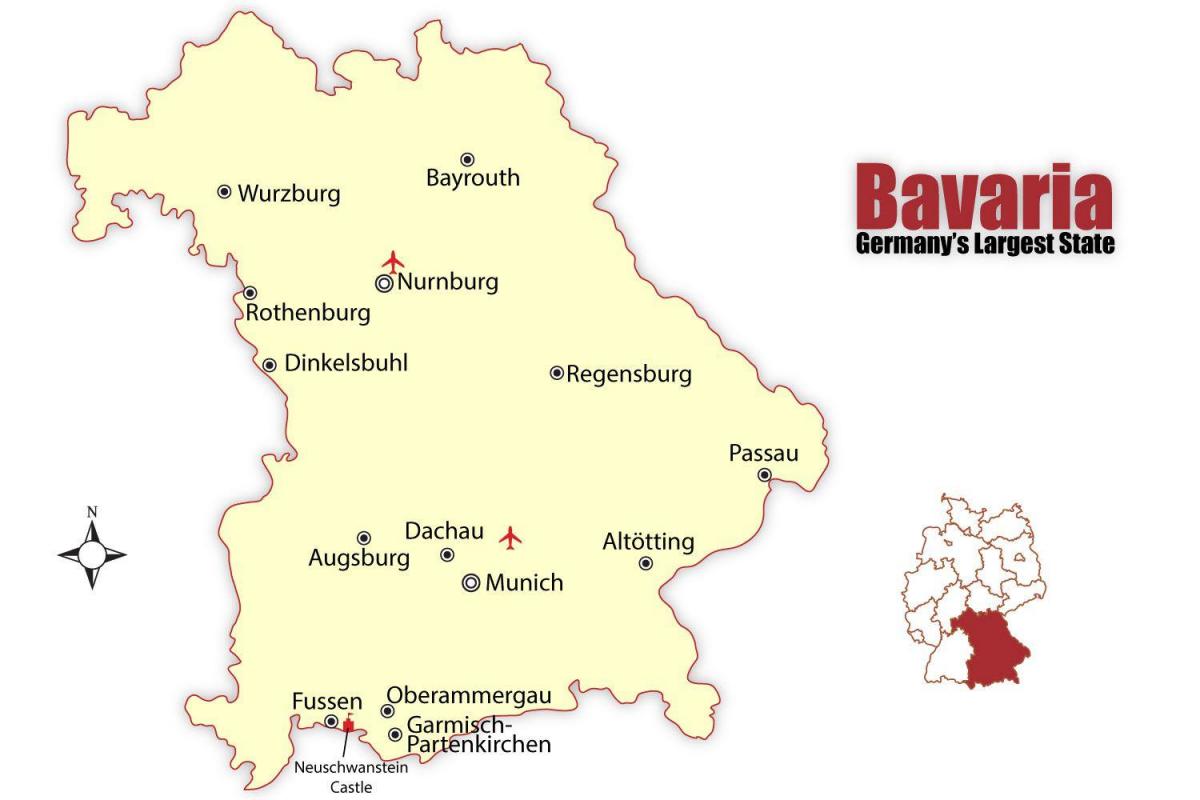 Карта Німеччини показує Мюнхен
