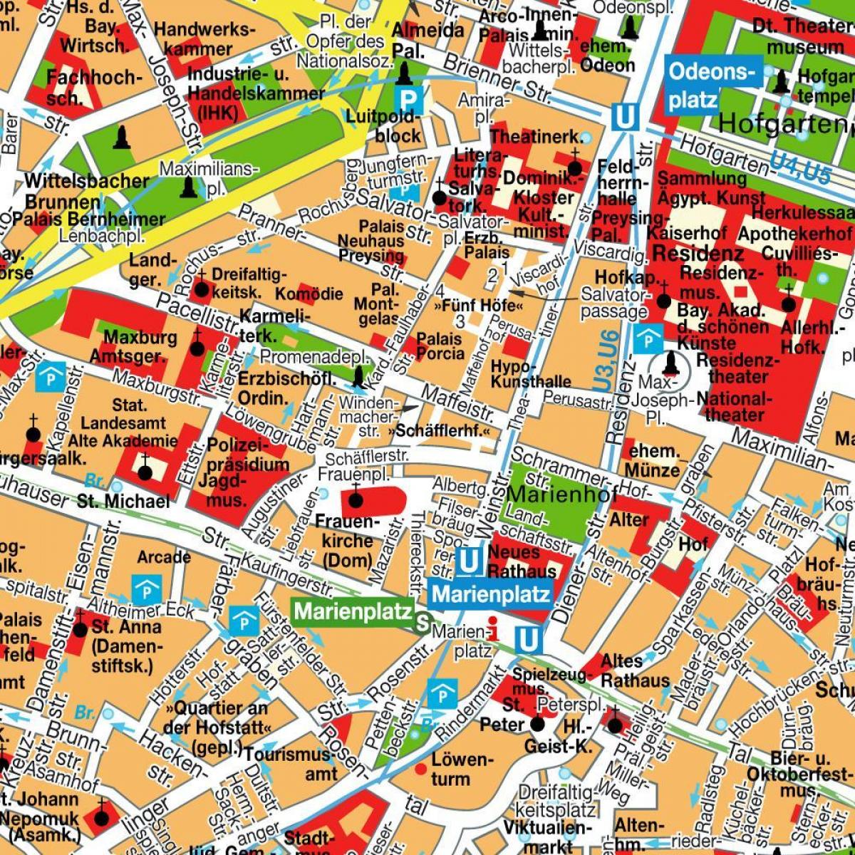 карта вулиць Мюнхена до центру міста 