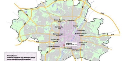 Карта Мюнхена зелена зона