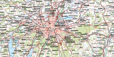 Карта Мюнхена та прилеглих міст